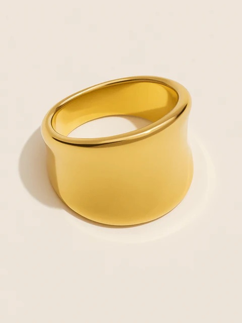 Louise Carter Mirror Ring - Shiny Gold Statement Size 6 - Picture 2 of 3